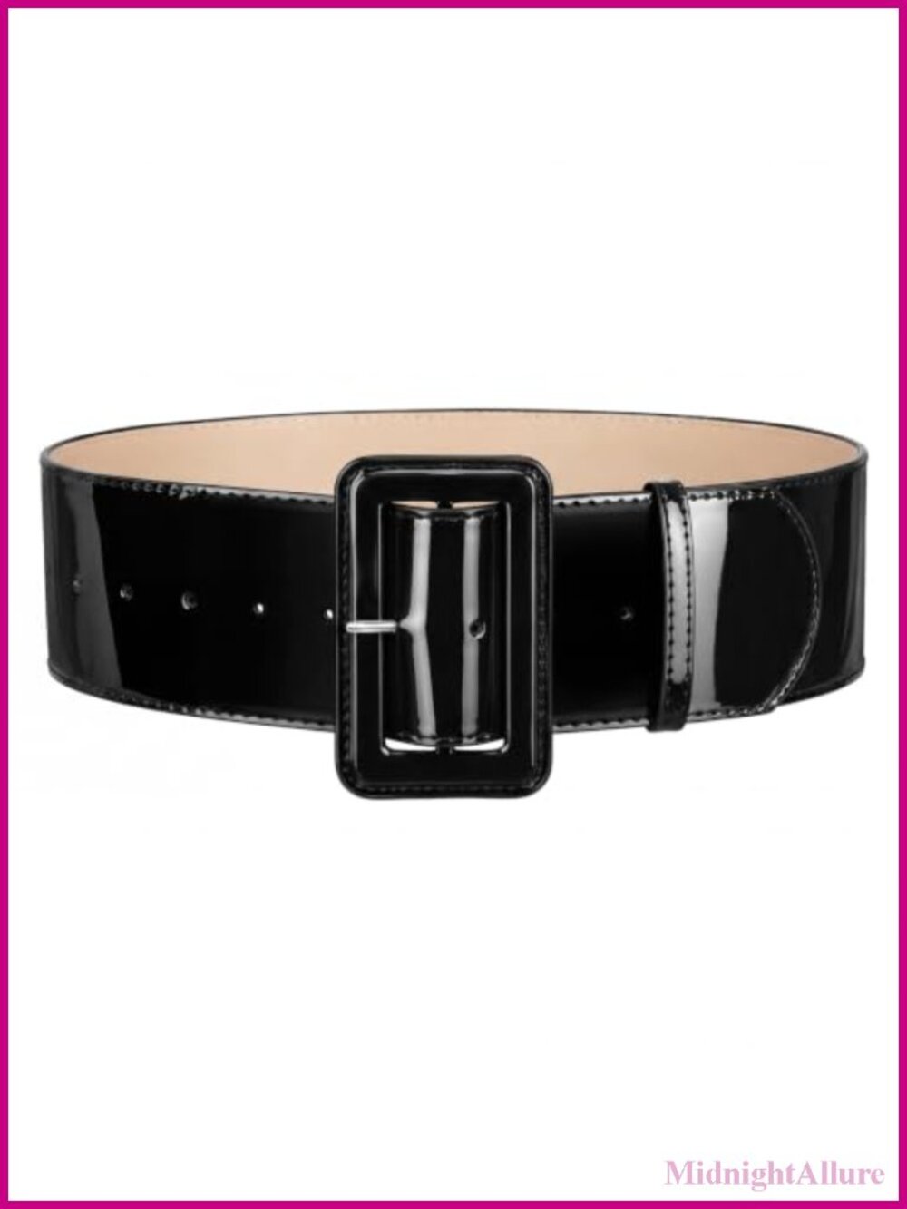 Women Wide Patent Leather Belt Square Buckle Waist Cinch for Dresses 3"